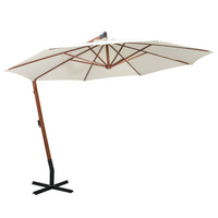 Hanging Parasol 350 cm Wooden Pole White - Create Shade and Relax in Style