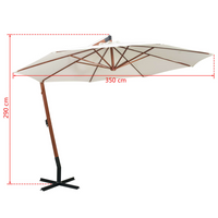 Hanging Parasol 350 cm Wooden Pole White - Create Shade and Relax in Style