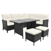 4 Piece Garden Lounge Set with Cushions Poly Rattan Black