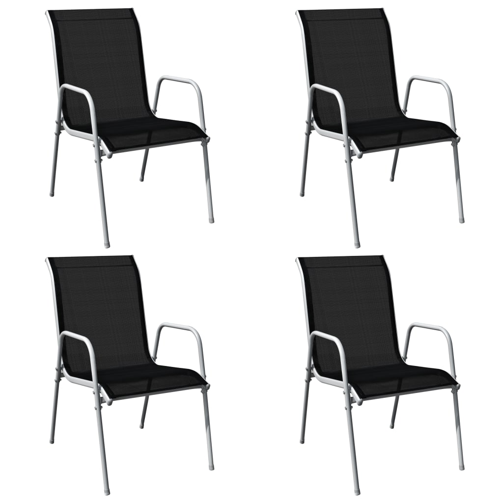 5 Piece Outdoor Dining Set Steel Black | Weather-resistant and Easy to Clean