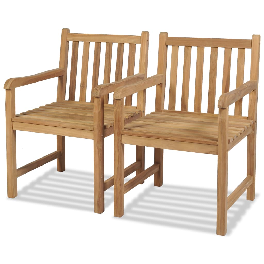 Outdoor Chairs 2 pcs Solid Teak Wood - Rustic and Durable