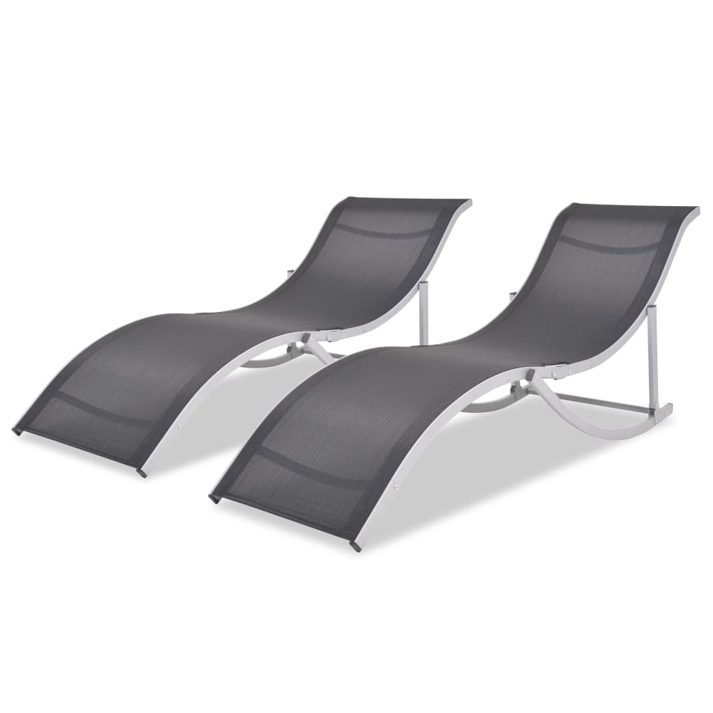 Folding Sun Loungers 2 pcs Aluminium and Textilene - Comfortable and Stylish Outdoor Furniture