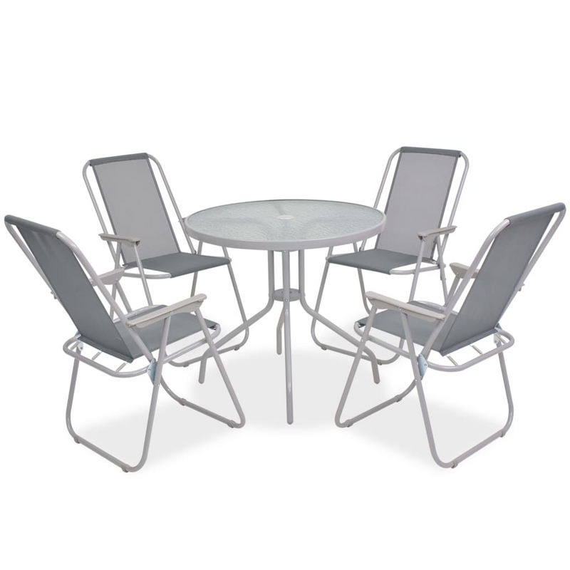 6 Piece Outdoor Dining Set Steel and Textilene Grey