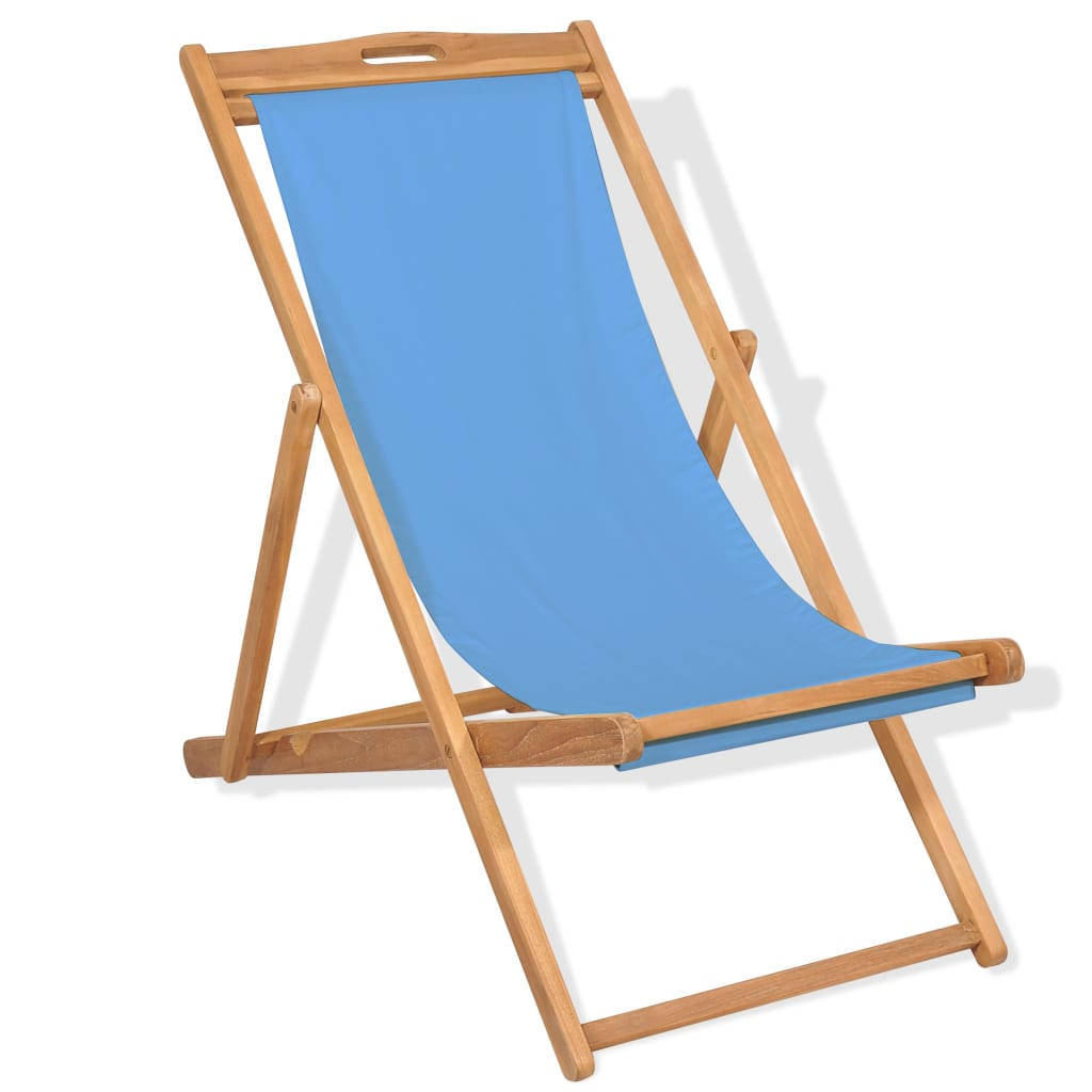 Deck Chair Teak 56x105x96 cm Blue - Durable and Comfortable