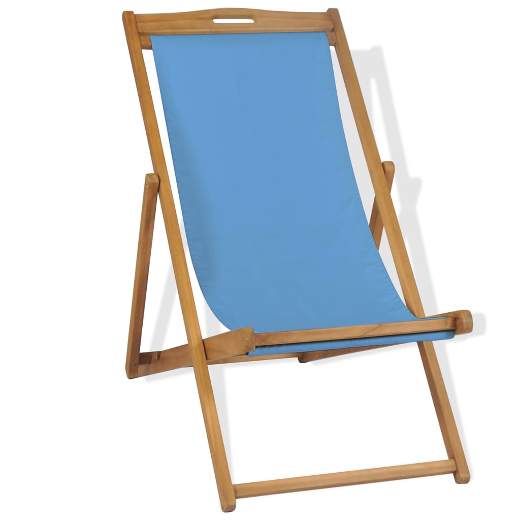 Deck Chair Teak 56x105x96 cm Blue - Durable and Comfortable