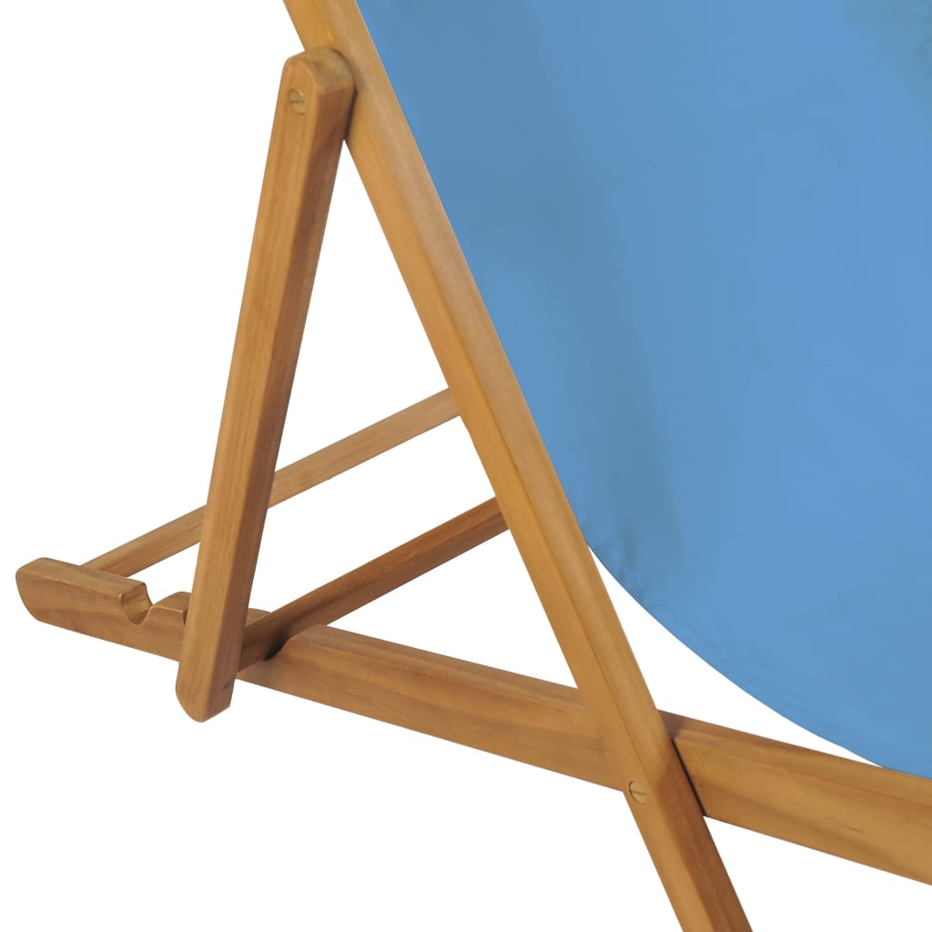 Deck Chair Teak 56x105x96 cm Blue - Durable and Comfortable