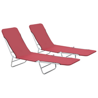 Folding Sun Loungers 2 pcs Steel and Fabric Red - Relax in Style