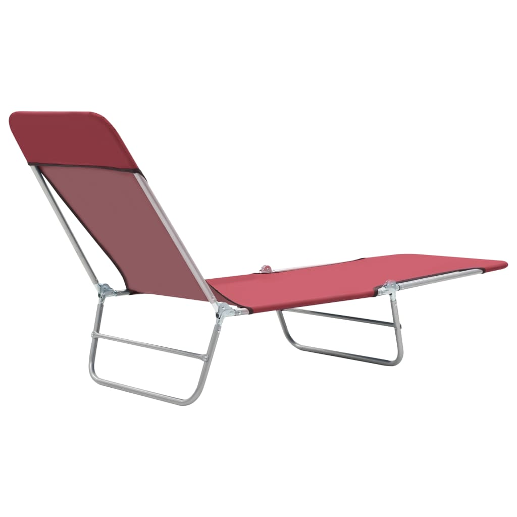 Folding Sun Loungers 2 pcs Steel and Fabric Red - Relax in Style