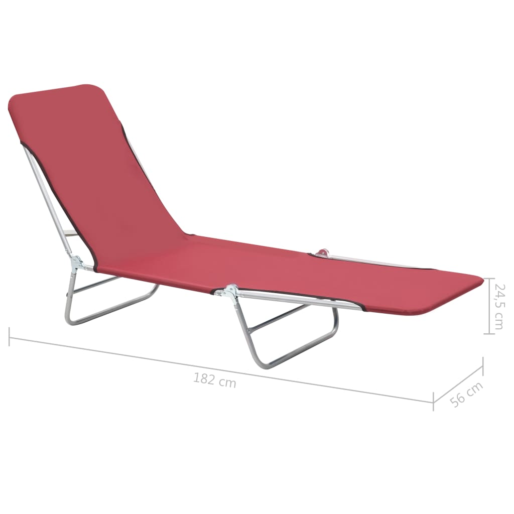 Folding Sun Loungers 2 pcs Steel and Fabric Red - Relax in Style