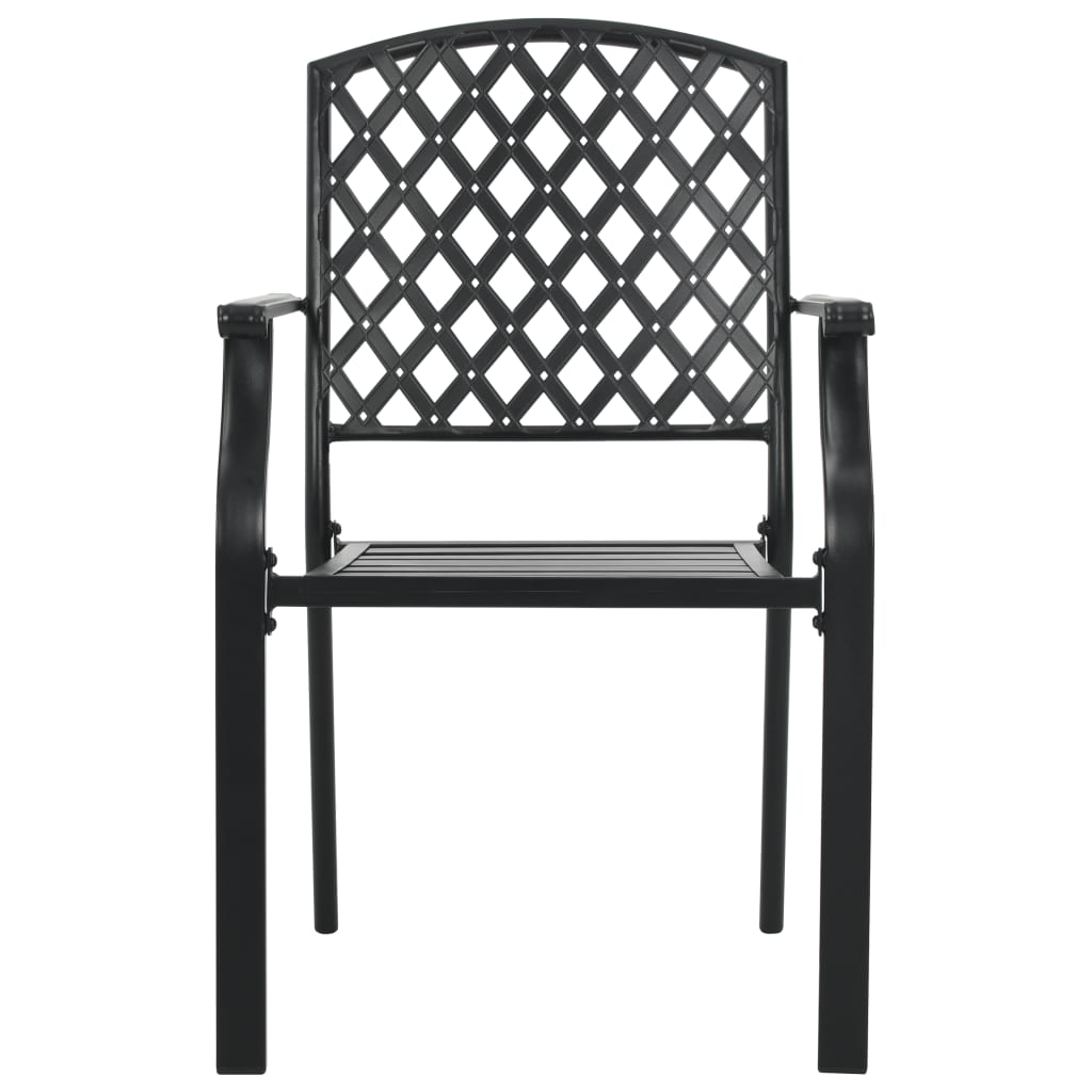 vidaXL Stackable Outdoor Chairs 2 pcs Steel Black - Industrial Style, Sturdy Steel Construction