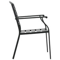 vidaXL Stackable Outdoor Chairs 2 pcs Steel Black - Industrial Style, Sturdy Steel Construction