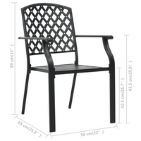 vidaXL Stackable Outdoor Chairs 2 pcs Steel Black - Industrial Style, Sturdy Steel Construction