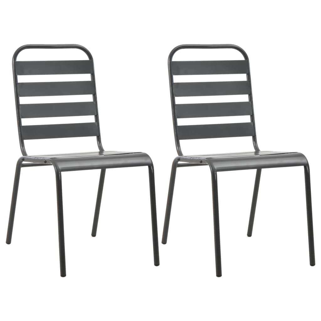 Stackable Outdoor Chairs 2 pcs Steel Grey - Industrial Style