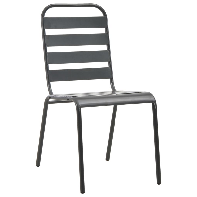 Stackable Outdoor Chairs 2 pcs Steel Grey - Industrial Style