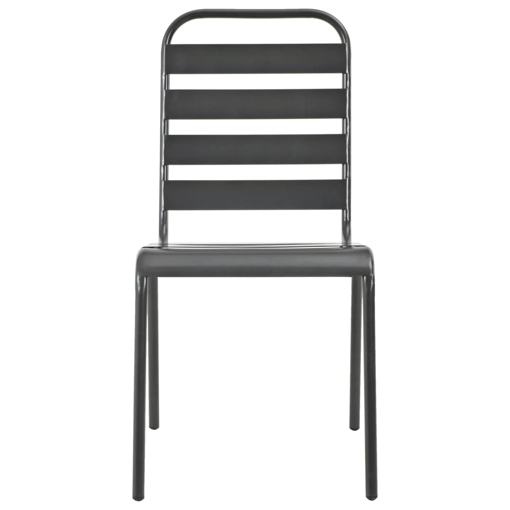 Stackable Outdoor Chairs 2 pcs Steel Grey - Industrial Style