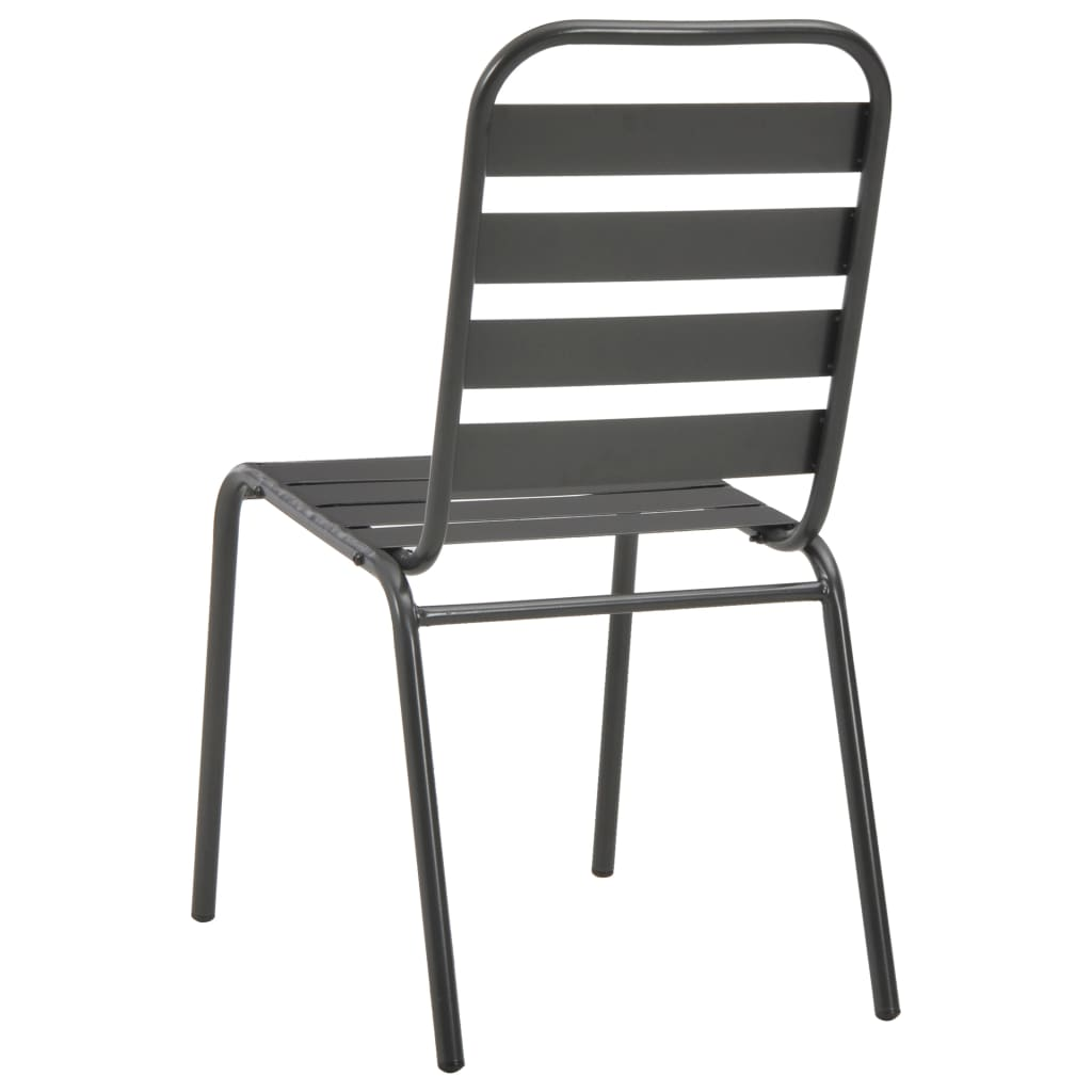 Stackable Outdoor Chairs 2 pcs Steel Grey - Industrial Style