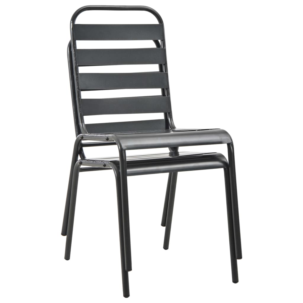 Stackable Outdoor Chairs 2 pcs Steel Grey - Industrial Style