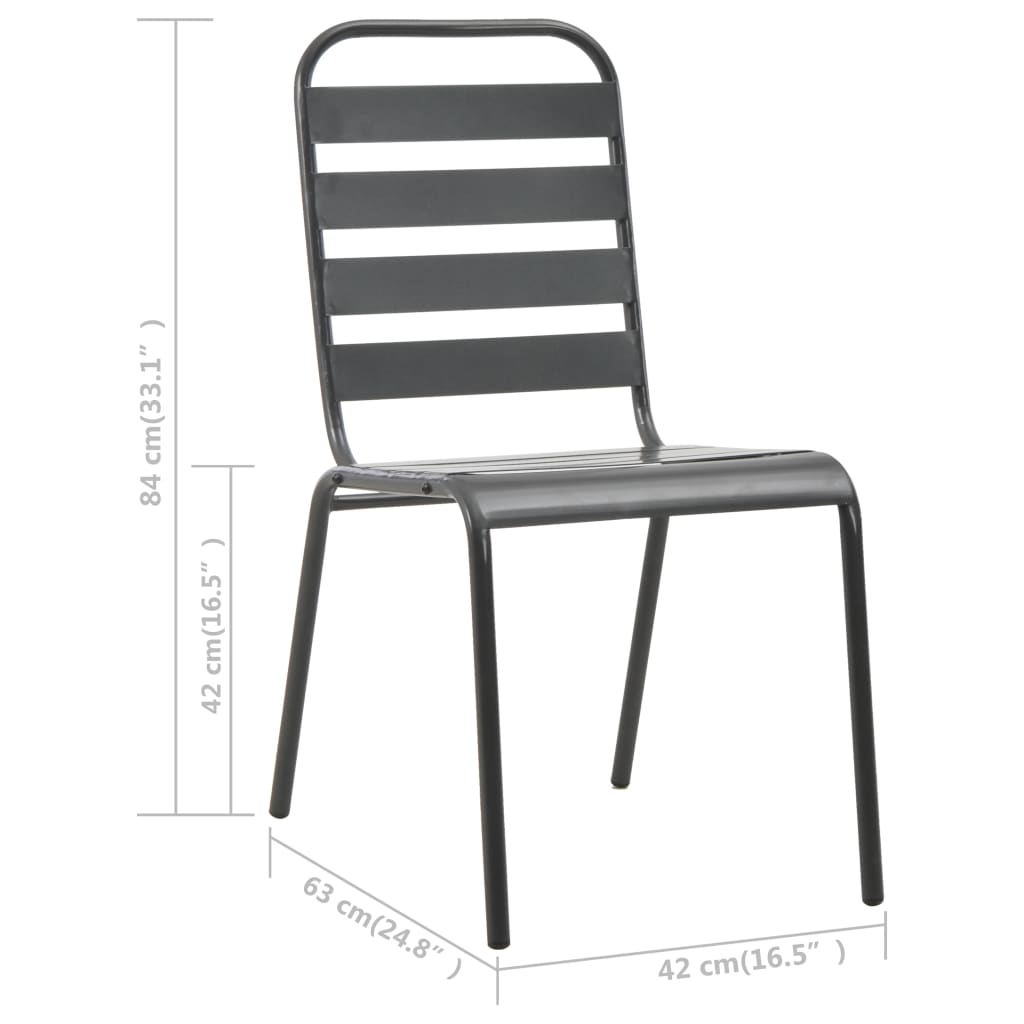 Stackable Outdoor Chairs 2 pcs Steel Grey - Industrial Style