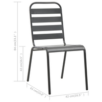 Stackable Outdoor Chairs 2 pcs Steel Grey - Industrial Style