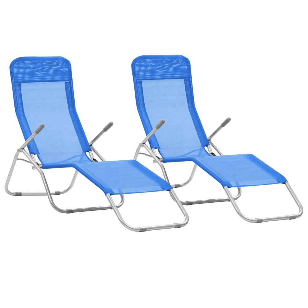 Folding Sun Loungers 2 pcs Textilene Blue - Relax in Style