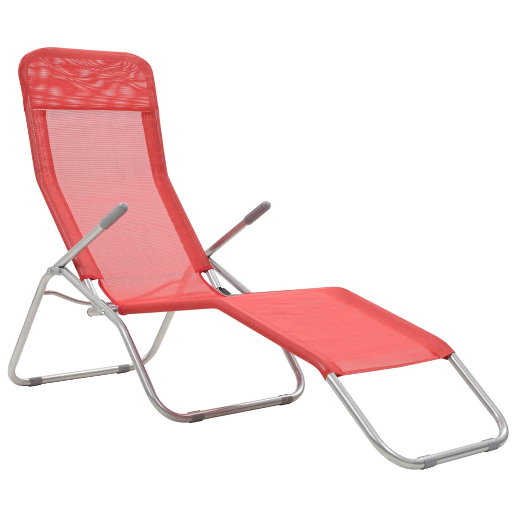 Folding Sun Loungers 2 pcs Textilene Red - Relax in Style