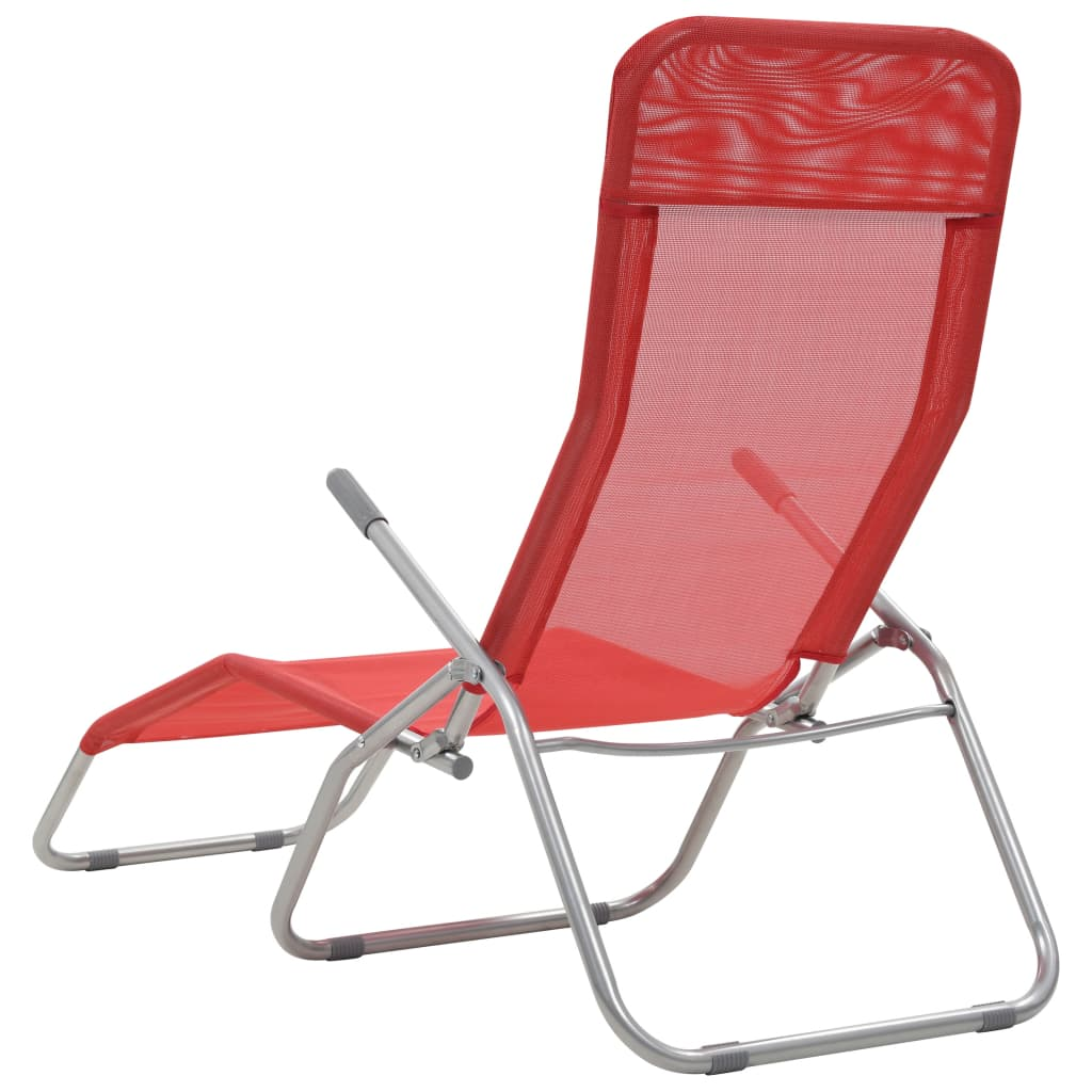 Folding Sun Loungers 2 pcs Textilene Red - Relax in Style