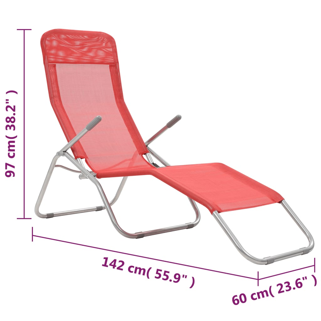 Folding Sun Loungers 2 pcs Textilene Red - Relax in Style