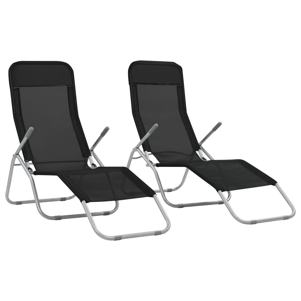 Folding Sun Loungers 2 pcs Textilene Black - Relax in Style