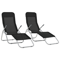 Folding Sun Loungers 2 pcs Textilene Black - Relax in Style