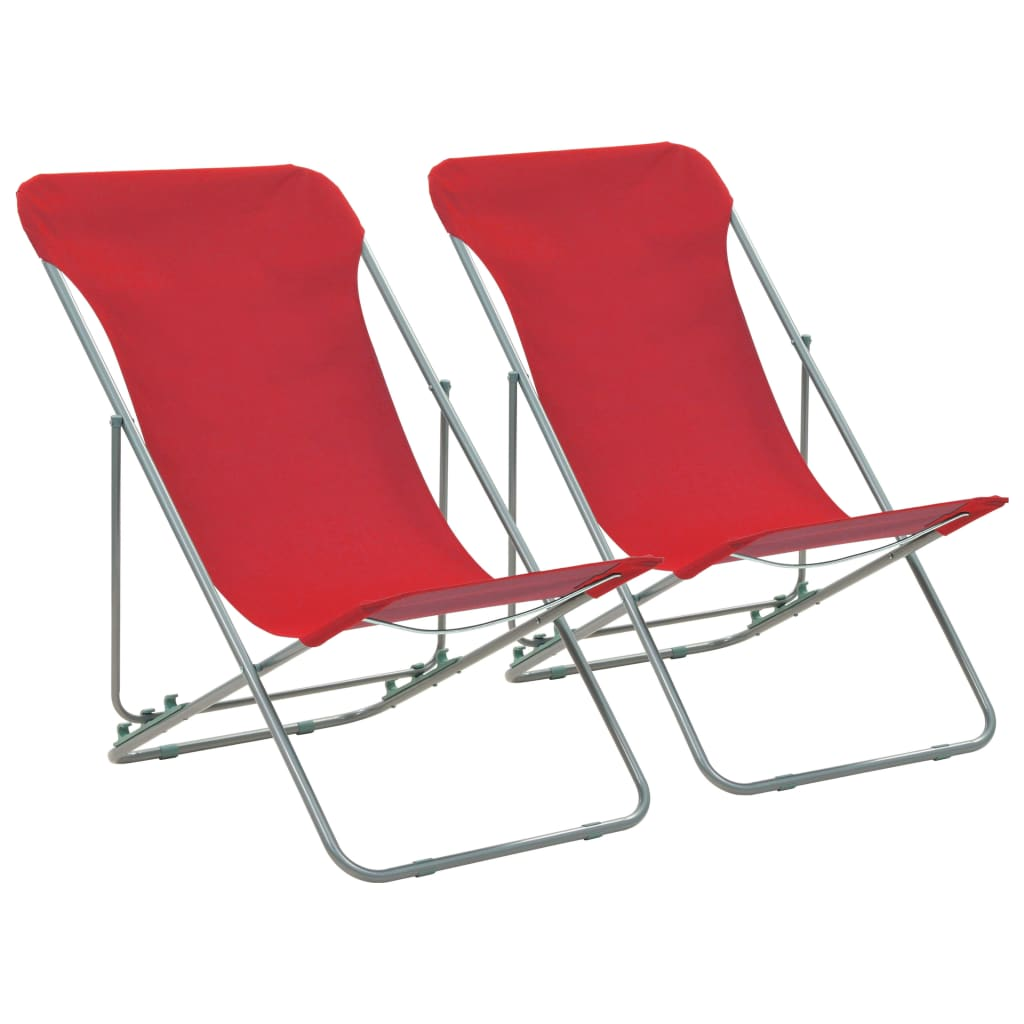 Buy vidaXL Folding Beach Chairs - Set of 2 | Steel Frame | Oxford Fabric | Red