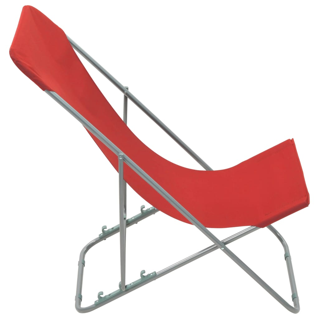 Buy vidaXL Folding Beach Chairs - Set of 2 | Steel Frame | Oxford Fabric | Red