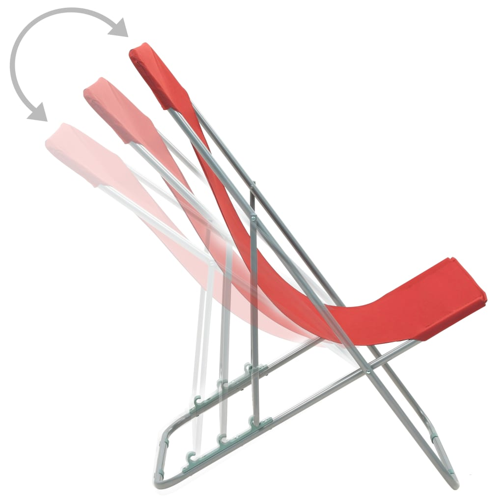 Buy vidaXL Folding Beach Chairs - Set of 2 | Steel Frame | Oxford Fabric | Red