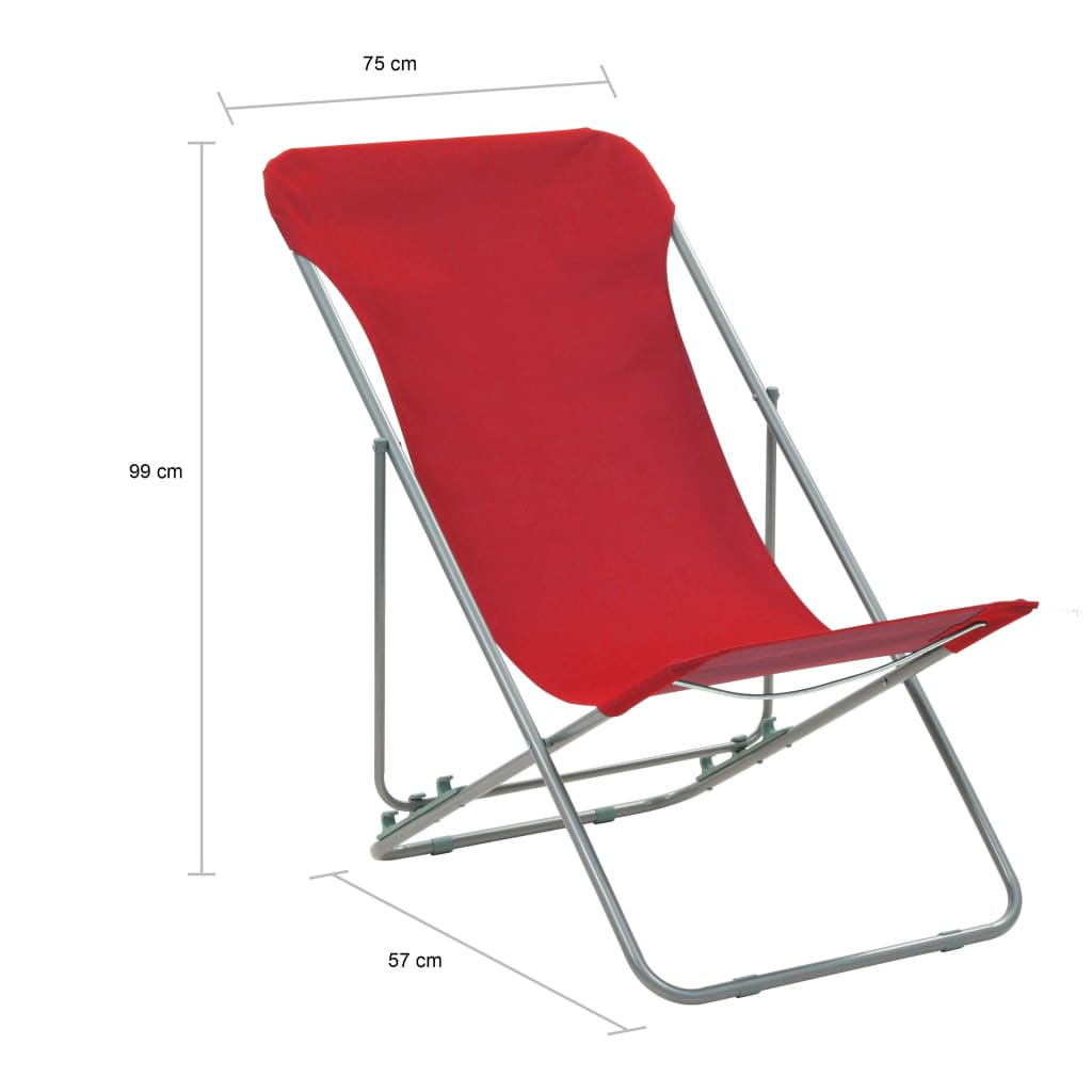 Buy vidaXL Folding Beach Chairs - Set of 2 | Steel Frame | Oxford Fabric | Red