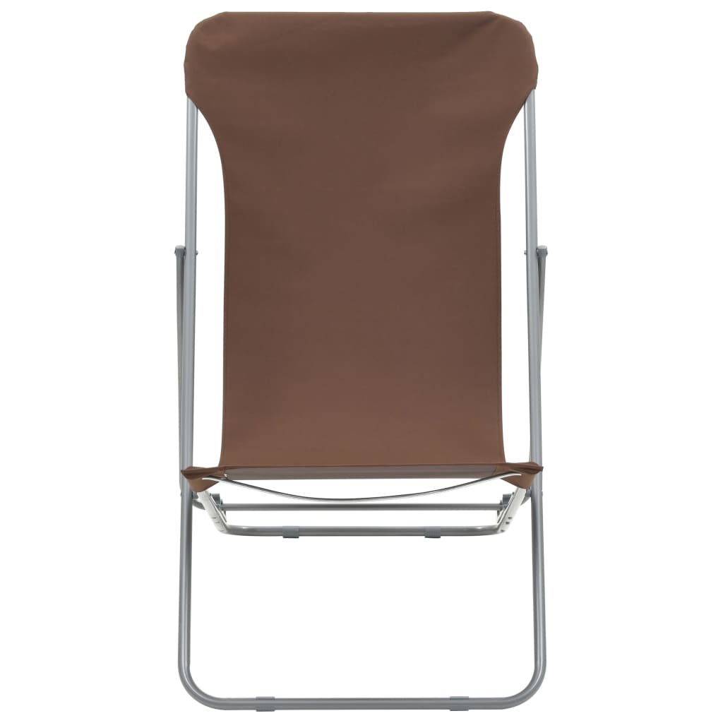 Folding Beach Chairs 2 pcs Steel and Oxford Fabric Brown - Durable and Portable Outdoor Loungers