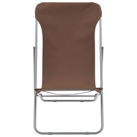 Folding Beach Chairs 2 pcs Steel and Oxford Fabric Brown - Durable and Portable Outdoor Loungers