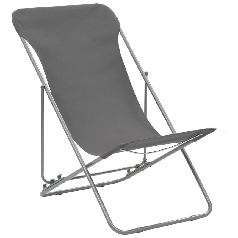 Folding Beach Chairs 2 pcs - Steel and Oxford Fabric Grey