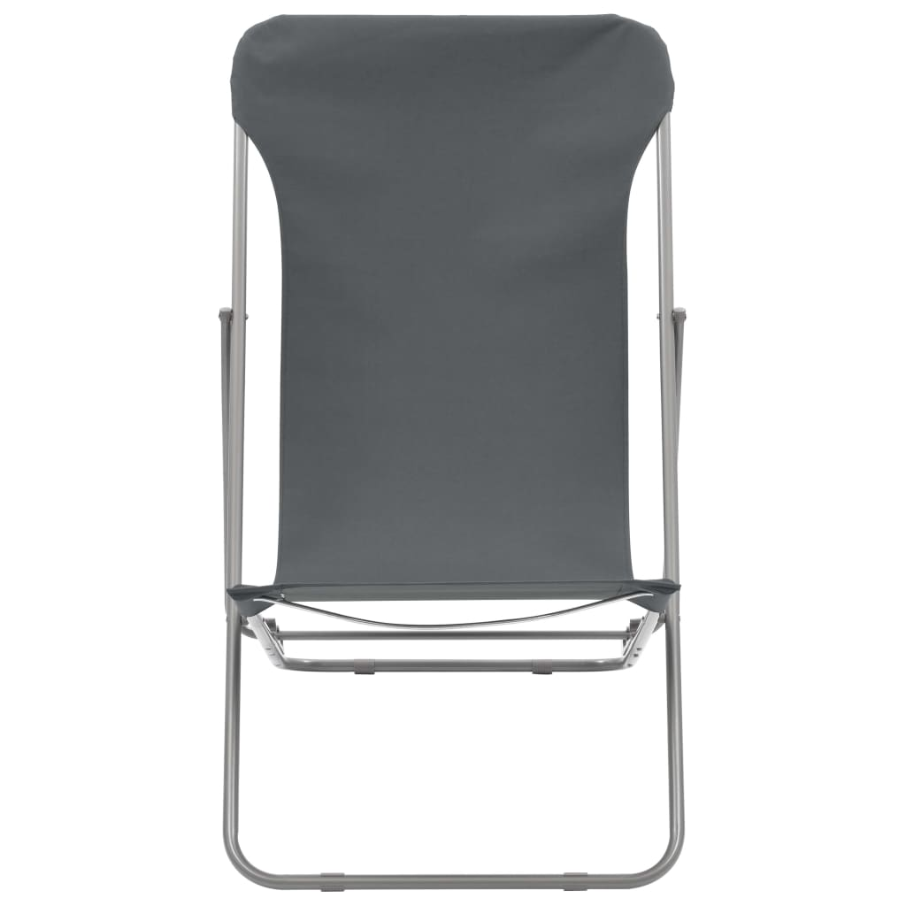 Folding Beach Chairs 2 pcs - Steel and Oxford Fabric Grey