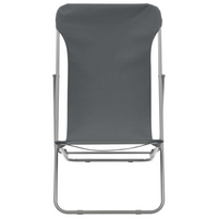 Folding Beach Chairs 2 pcs - Steel and Oxford Fabric Grey