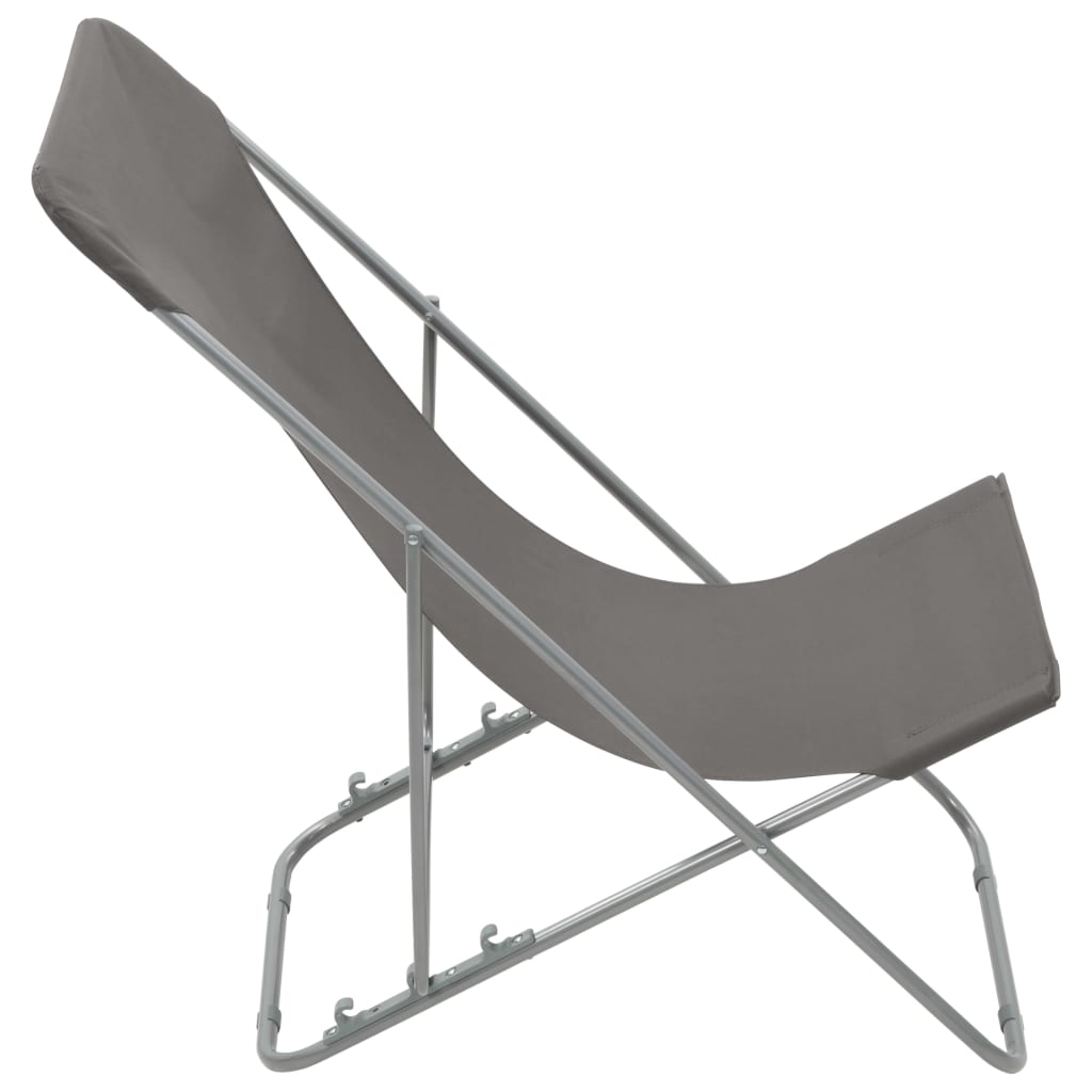 Folding Beach Chairs 2 pcs - Steel and Oxford Fabric Grey