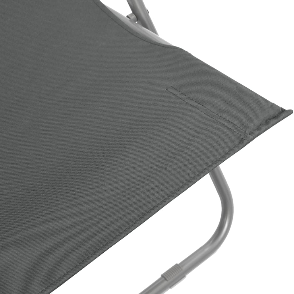 Folding Beach Chairs 2 pcs - Steel and Oxford Fabric Grey