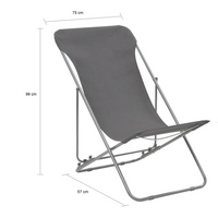 Folding Beach Chairs 2 pcs - Steel and Oxford Fabric Grey