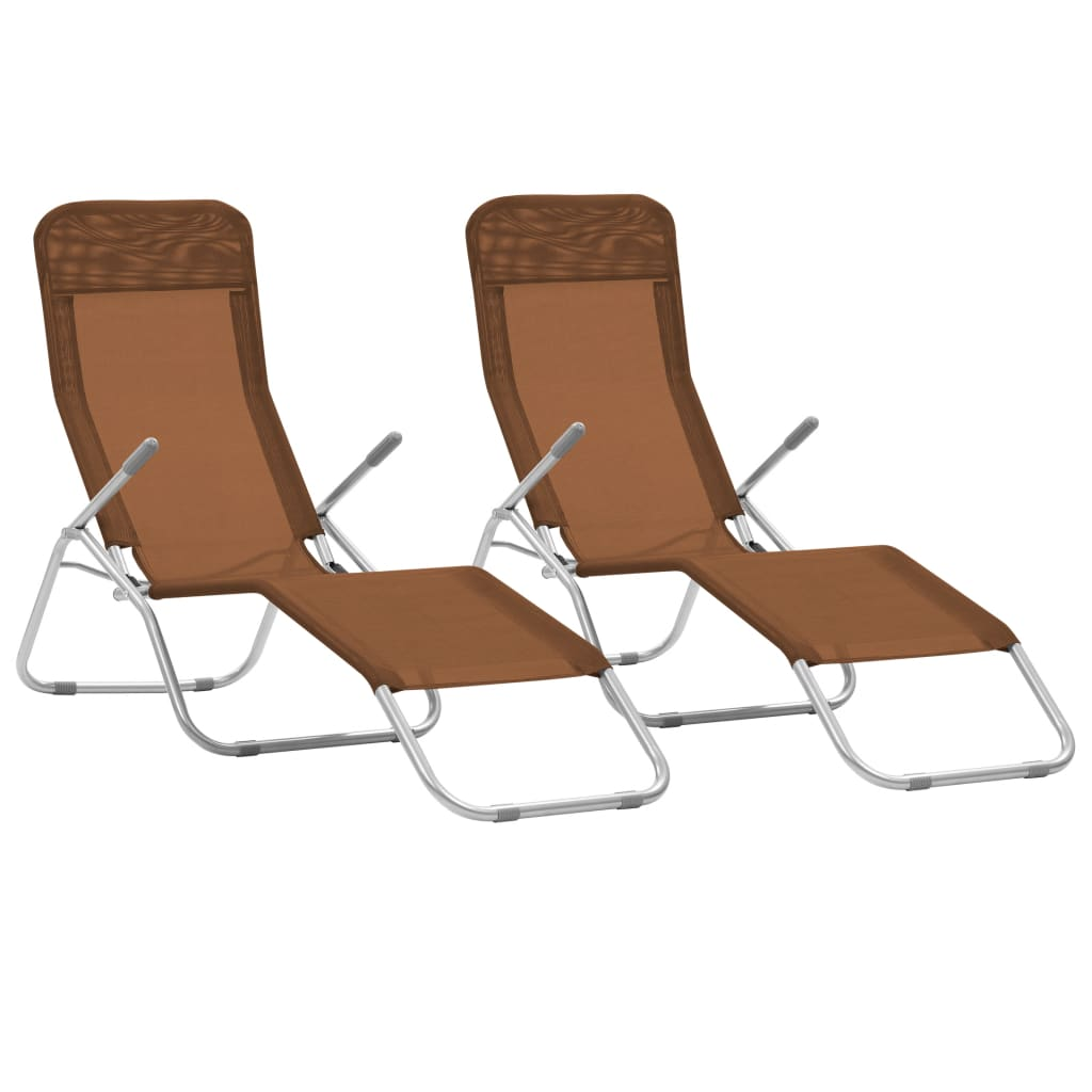 Folding Sun Loungers 2 pcs Textilene Taupe - Relax in Style