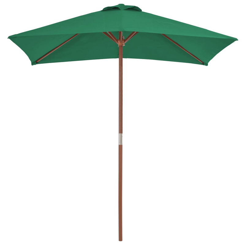 Outdoor Parasol with Wooden Pole 150x200 cm Green - UV Protective, Easy to Clean, Stable and Durable