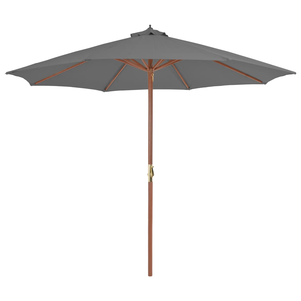 Outdoor Parasol with Wooden Pole 300 cm Anthracite - Protect Yourself from Harmful UV Rays