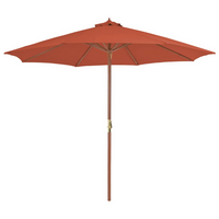 Outdoor Parasol with Wooden Pole 300 cm Terracotta - Shade and UV Protection