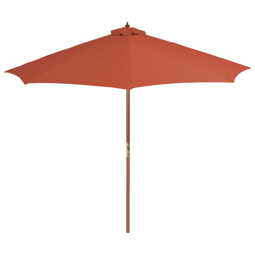 Outdoor Parasol with Wooden Pole 300 cm Terracotta - Shade and UV Protection