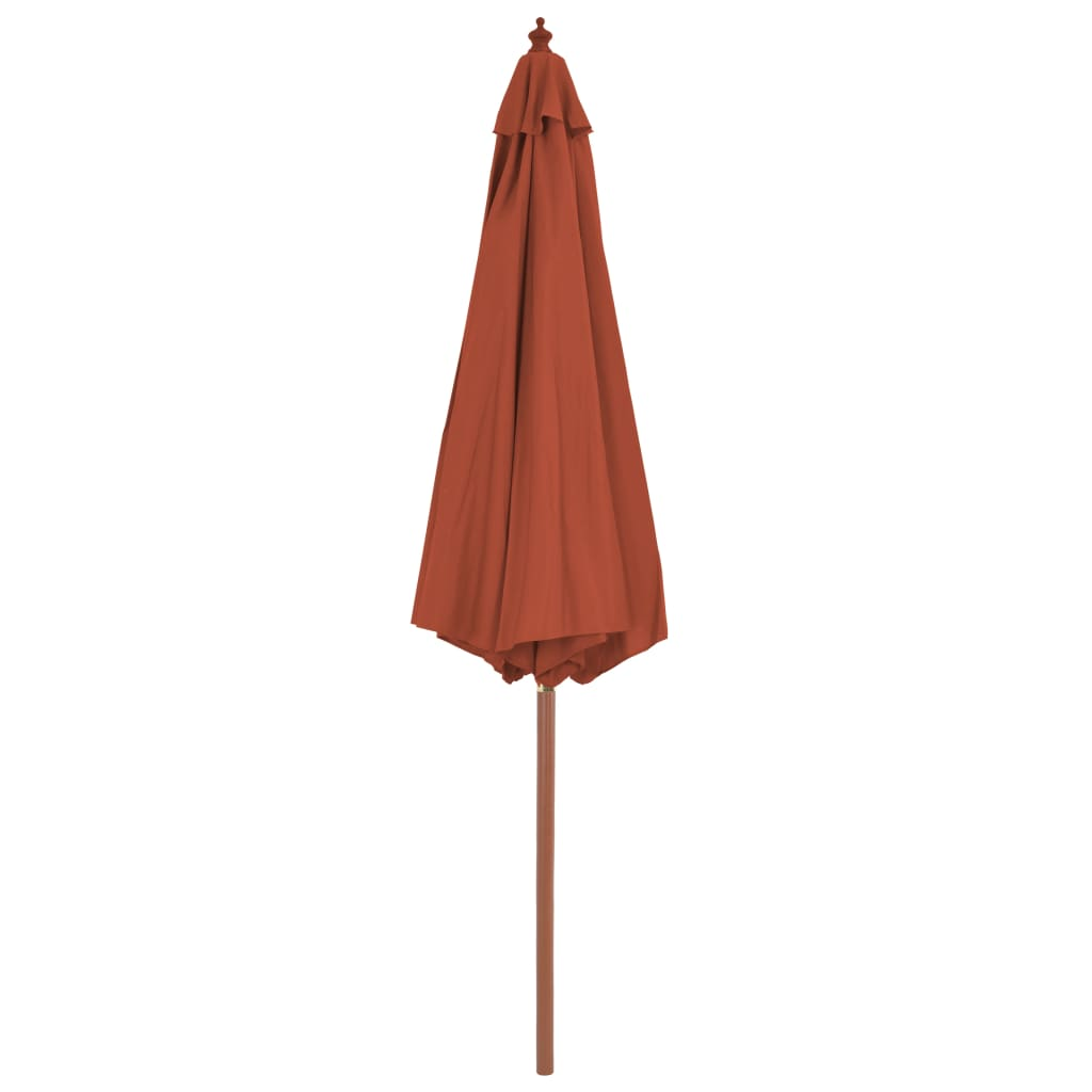 Outdoor Parasol with Wooden Pole 300 cm Terracotta - Shade and UV Protection