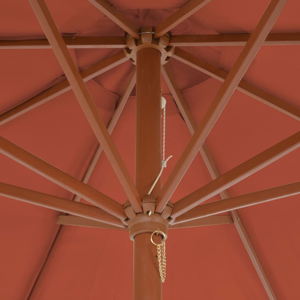 Outdoor Parasol with Wooden Pole 300 cm Terracotta - Shade and UV Protection