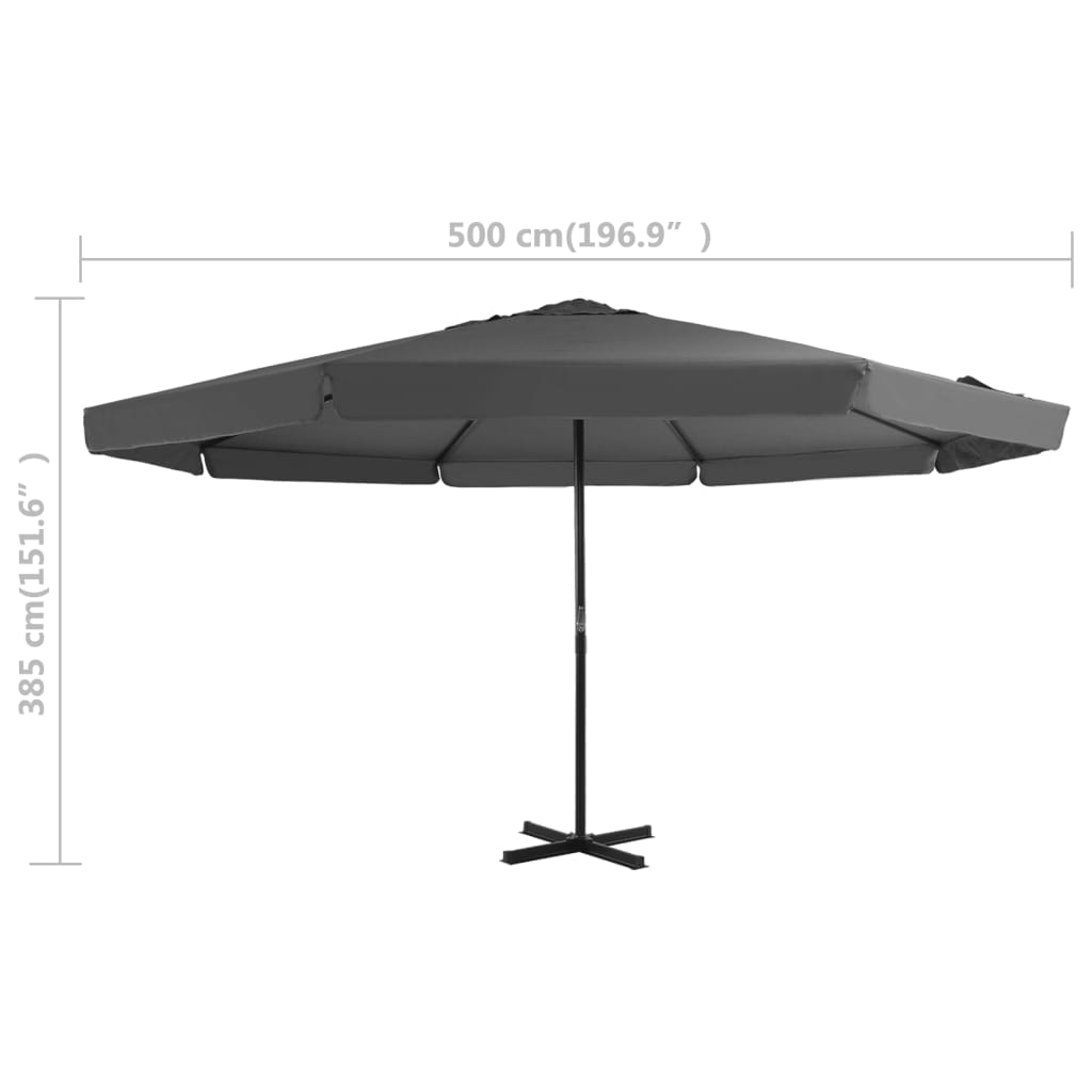 Outdoor Parasol with Aluminium Pole 500 cm Anthracite - UV Protective and Easy to Assemble