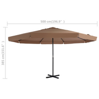 Outdoor Parasol with Aluminium Pole 500 cm Taupe - UV Protective and Easy to Clean